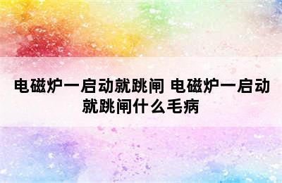 电磁炉一启动就跳闸 电磁炉一启动就跳闸什么毛病